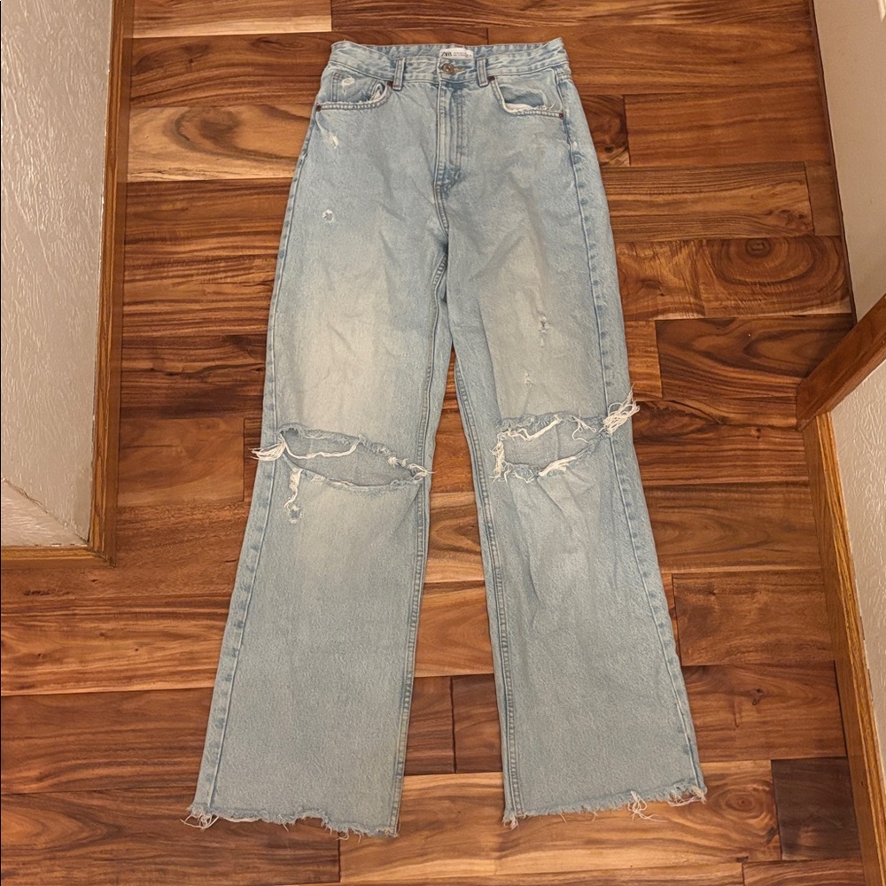 Zara Full Length Wide Leg Jeans